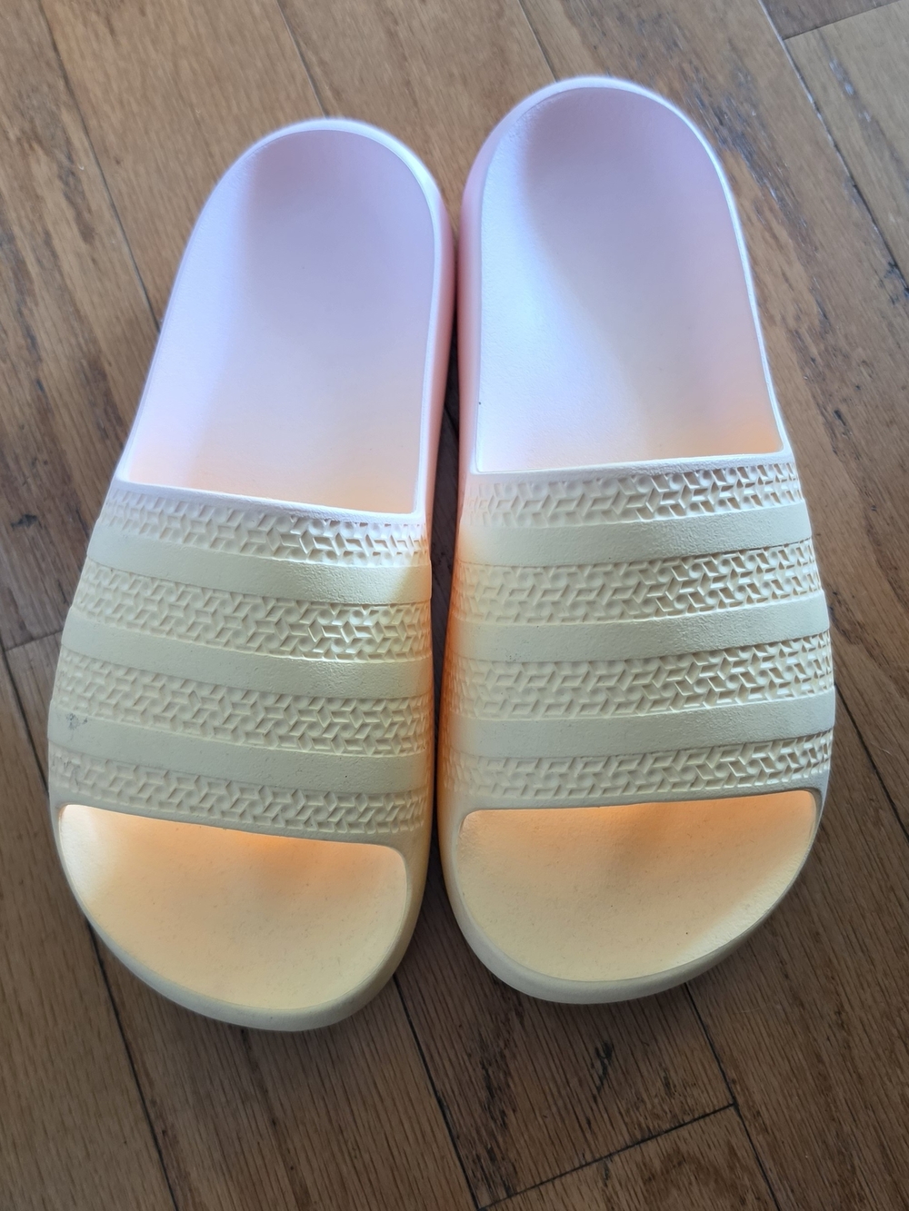 adidas Women's Pink and Cream Slide Sandals